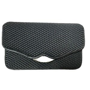 Judith Leiber Black Satin Silk and Swarovski Crystal Evening Bag Clutch No Chain